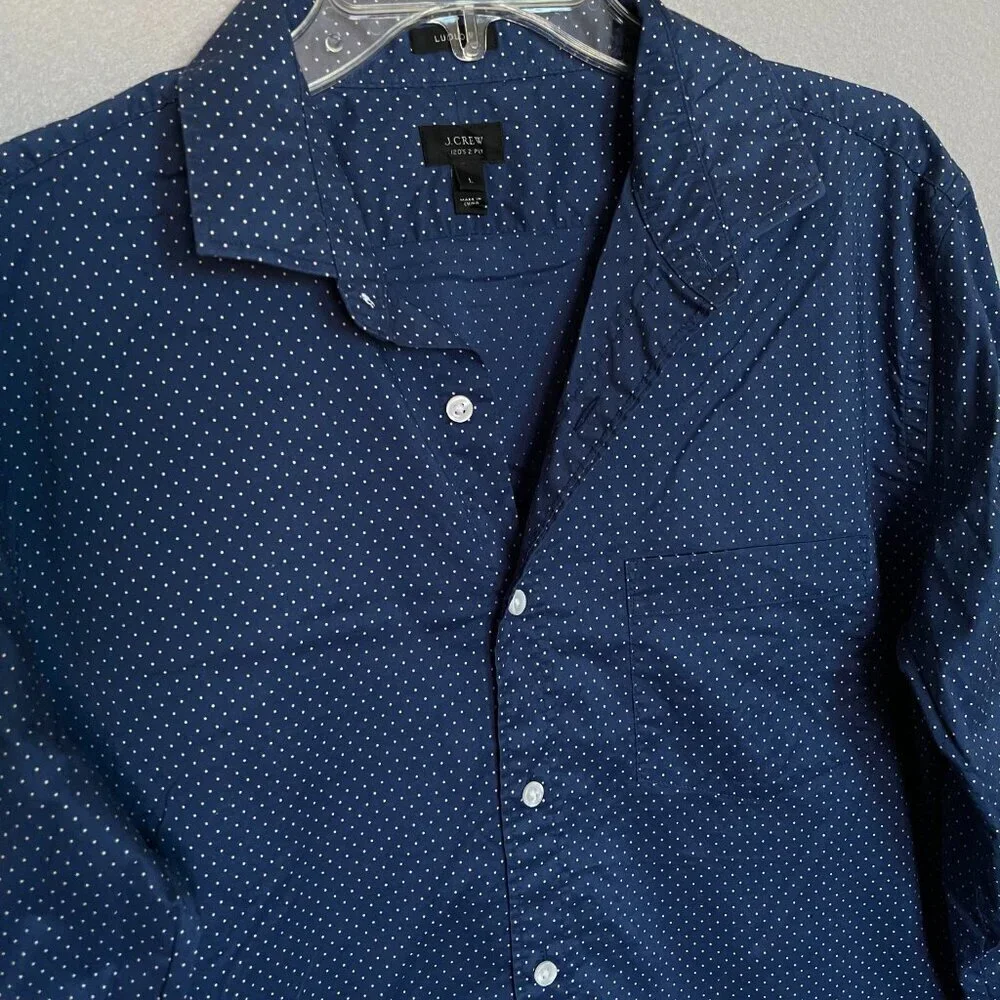 J.Crew Slim-fit Ludlow Premium Cotton Slim Fit Dress Shirt Blue Polka Dot Size L